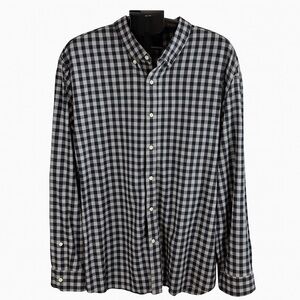 Foundry Easy Care Black Gray Plaid Check Button Down Shirt Size 4XLT Mens